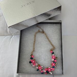 J. Crew Vibrant Pink, Blue and Gold Necklace